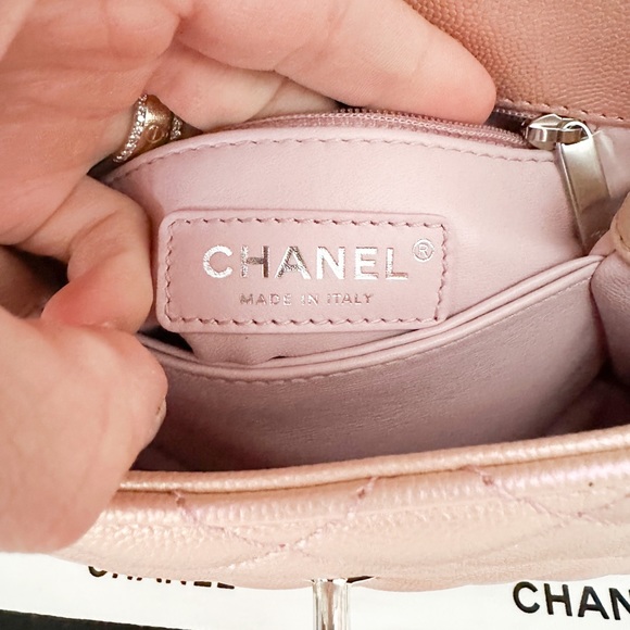 Chanel Iridescent Caviar Quilted Extra Mini Coco Light Pink Handle Flap - Picture 9 of 15